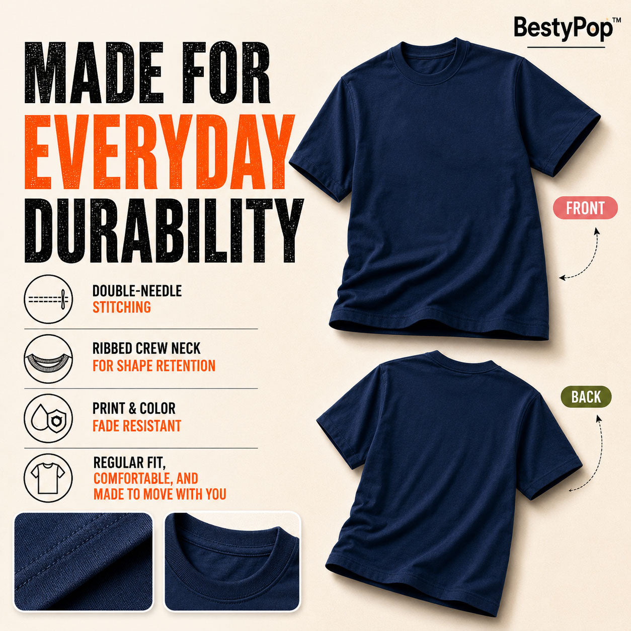 Women’s Plain Round Neck T-Shirt - 190 GSM Single Jersey