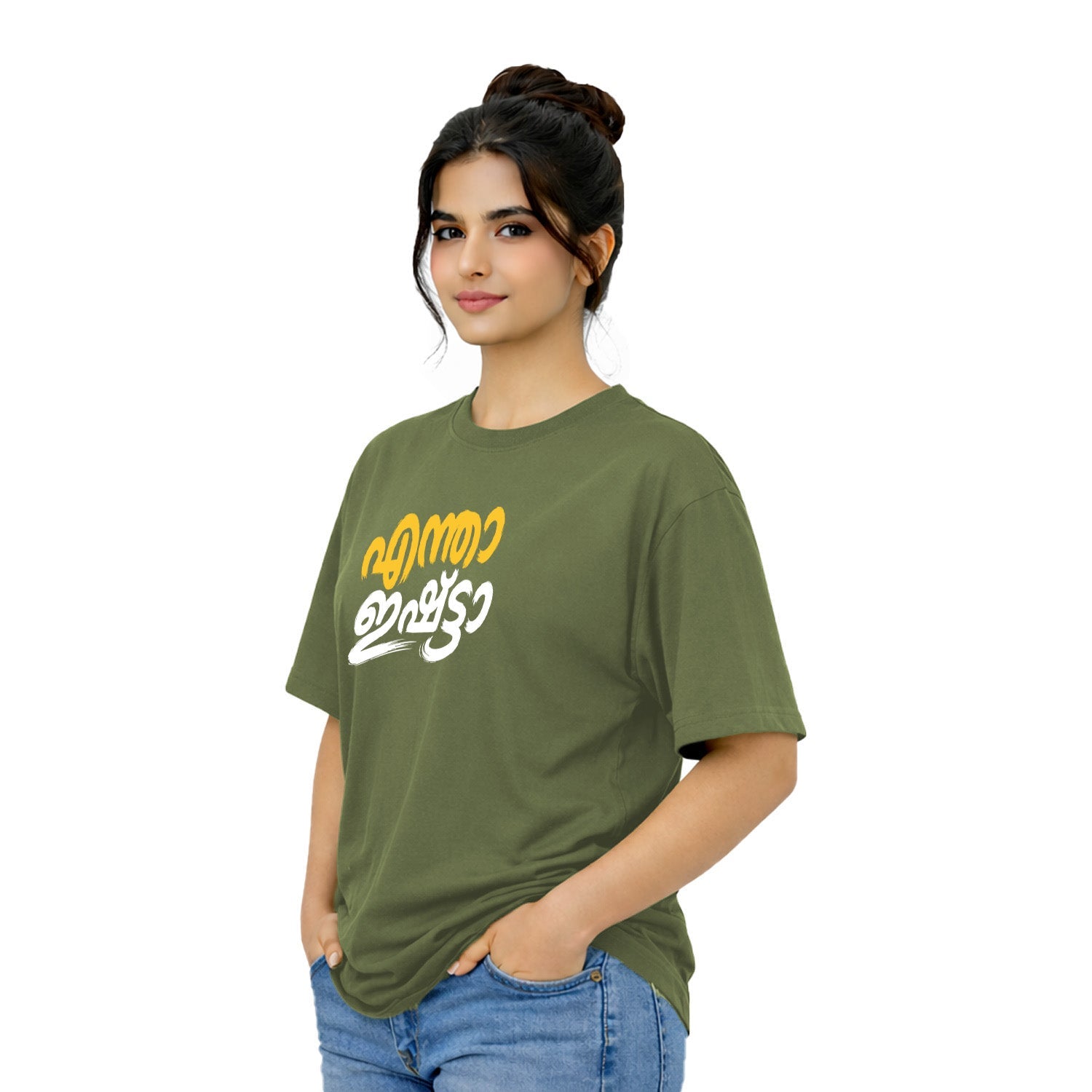 Crew Neck oversized t-shirt - എന്താ ഇഷ്ട്ടാ(225 GSM heavyweight fabric)