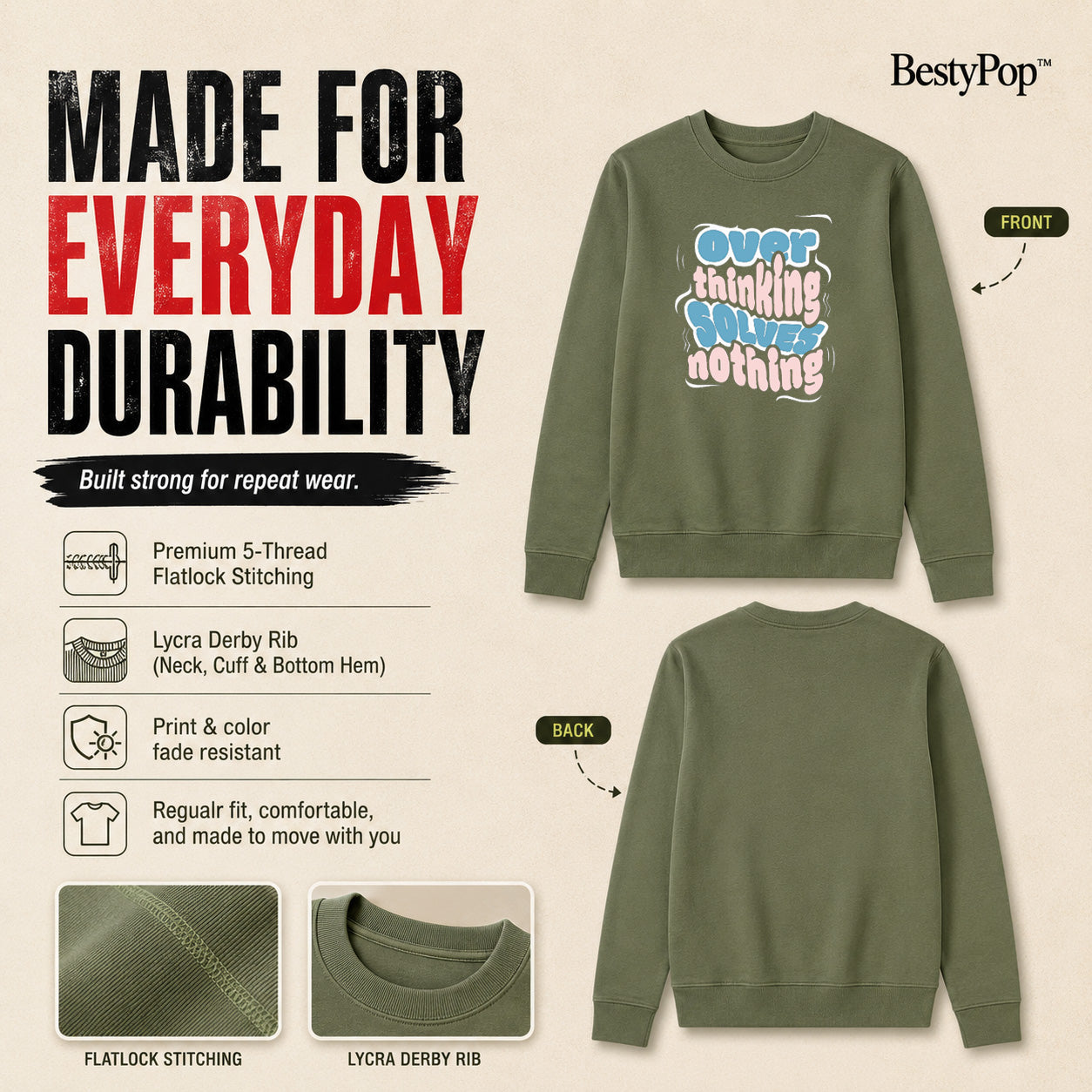 Women’s Graphic Print Round Neck Sweatshirt - 270 GSM