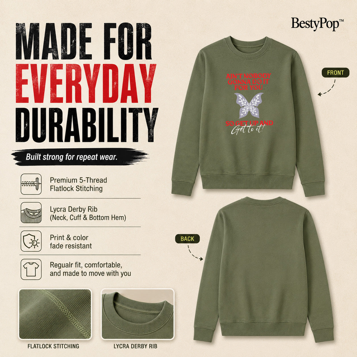 Women’s Graphic Print Round Neck Sweatshirt - 270 GSM