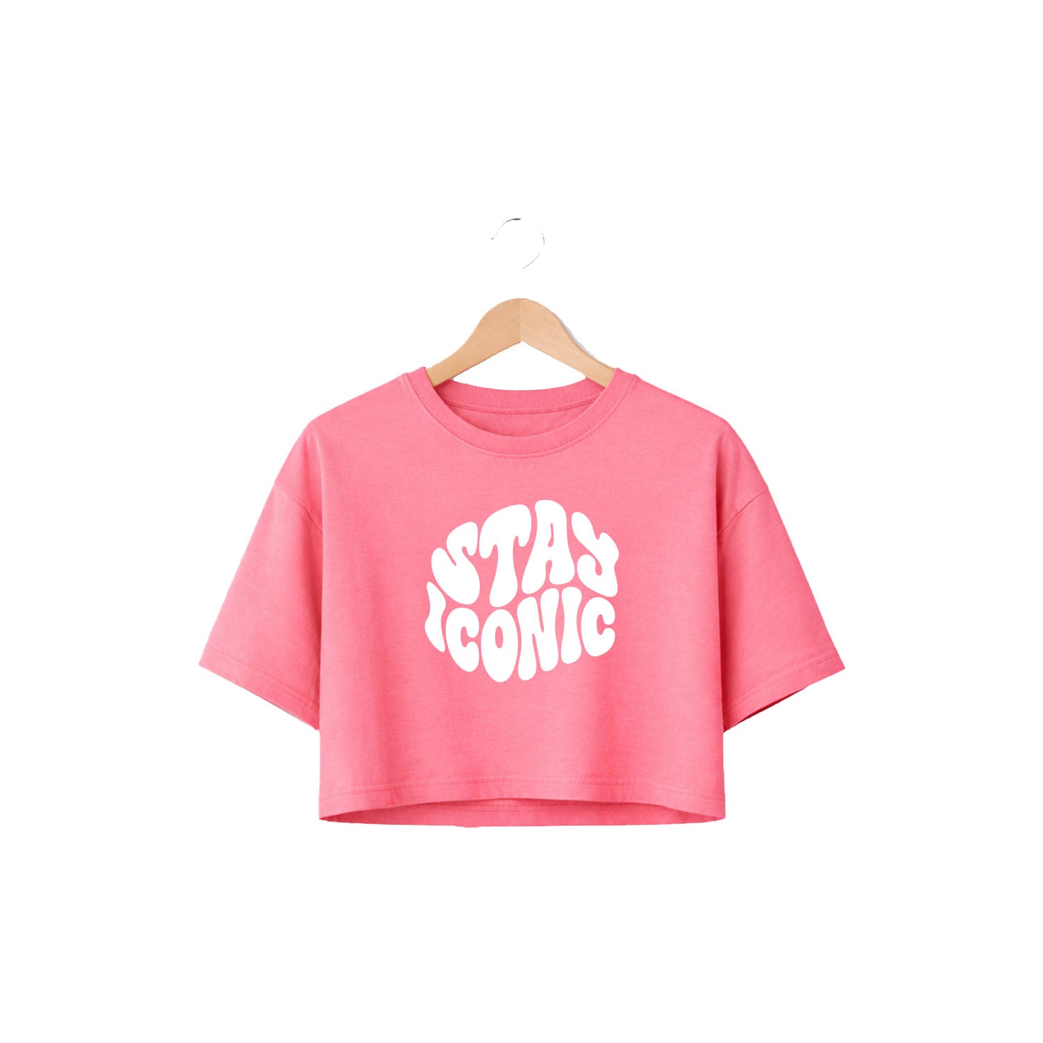 Women’s Oversized Half Sleeve Crop Top - Stay Iconic (220 GSM Interlock Fabric)
