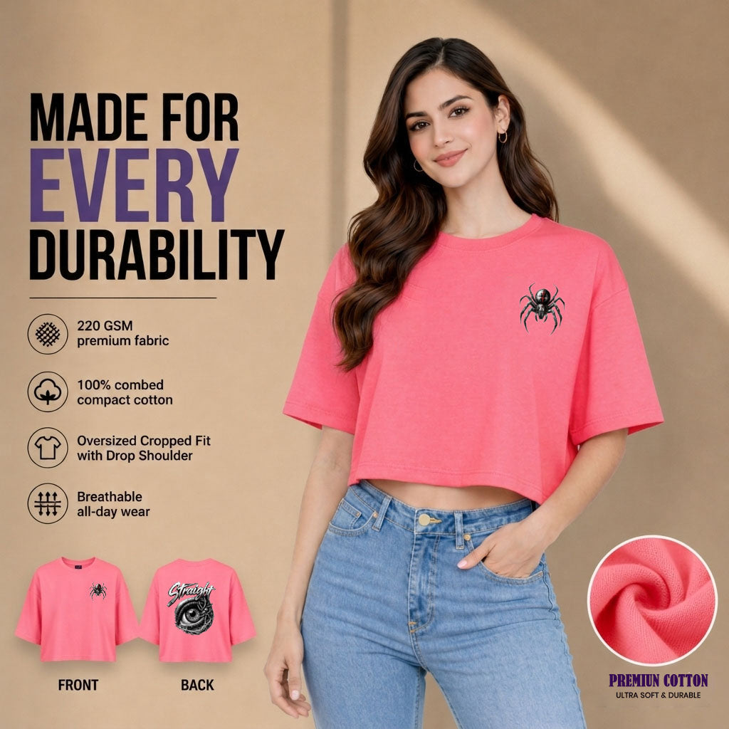 Women’s Oversized Half Sleeve Crop Top - 220 GSM