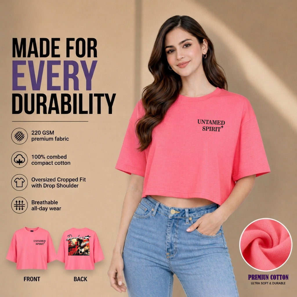 Women’s Oversized Half Sleeve Crop Top - 220 GSM