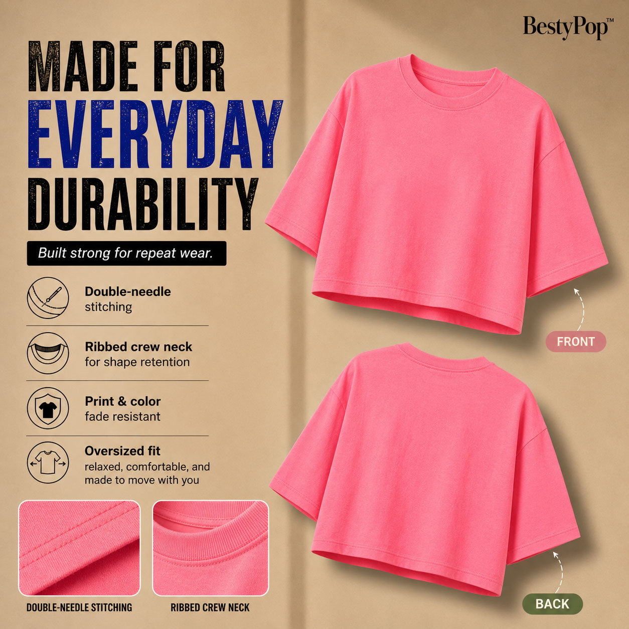 Women’s Plain Crop top Oversized Half Sleeve