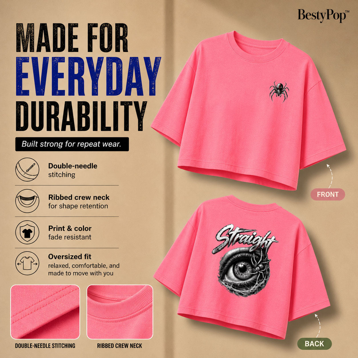 Women’s Oversized Half Sleeve Crop Top - 220 GSM