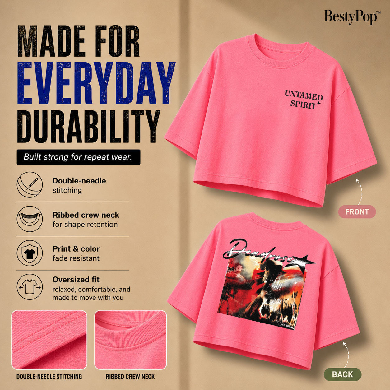 Women’s Oversized Half Sleeve Crop Top - 220 GSM