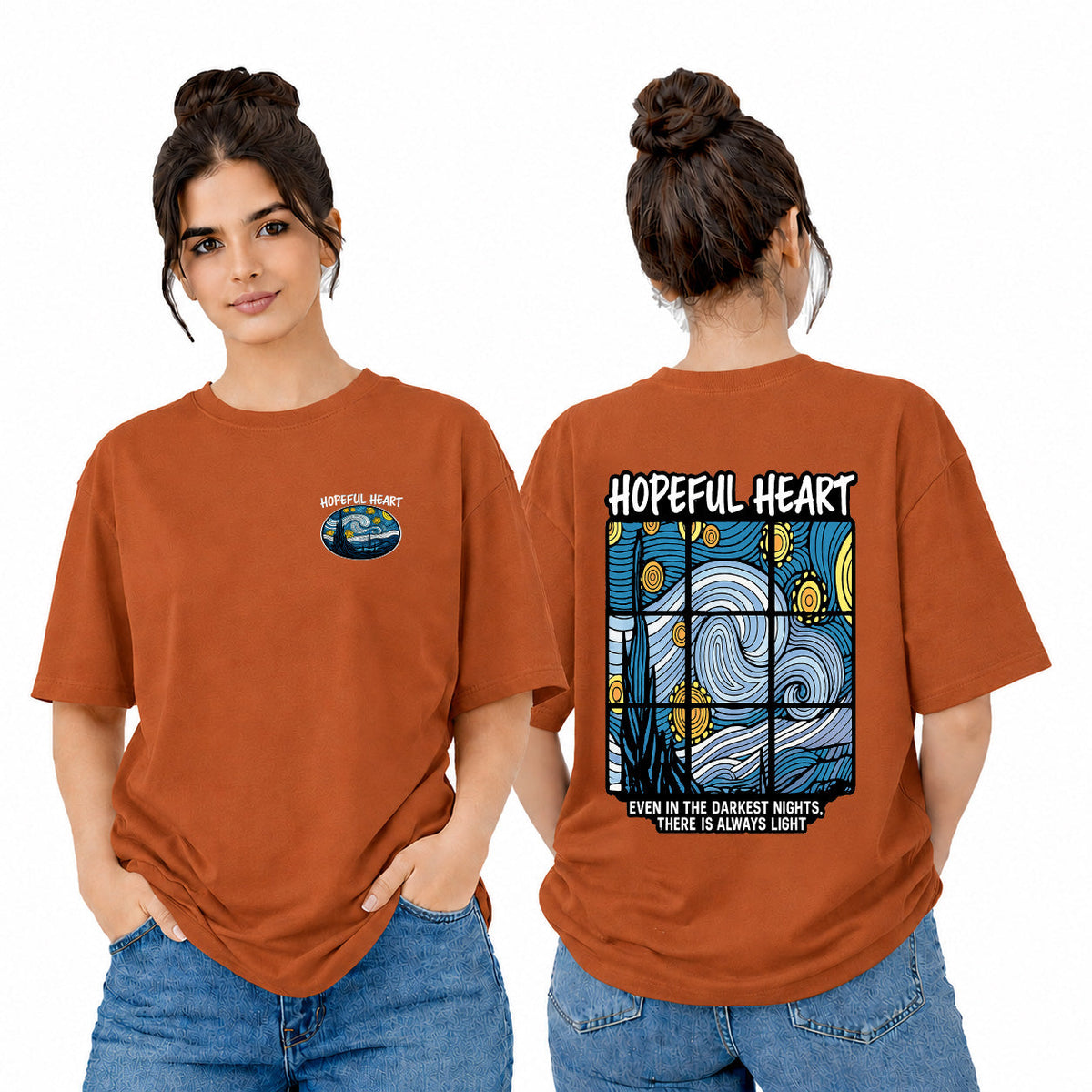Women’s Oversized Graphic T-Shirt - Hopeful Heart (225 GSM heavyweight fabric)