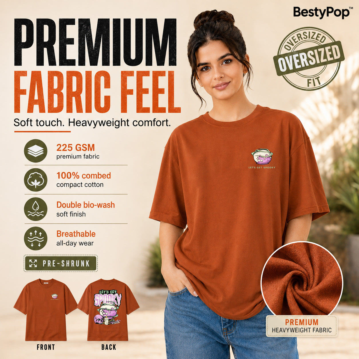 Women’s Oversized Graphic T-Shirt - Spooky (225 GSM heavyweight fabric)