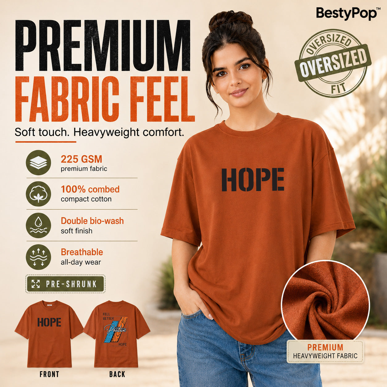 Women’s Oversized T-Shirt - Hope (225 GSM heavyweight fabric)