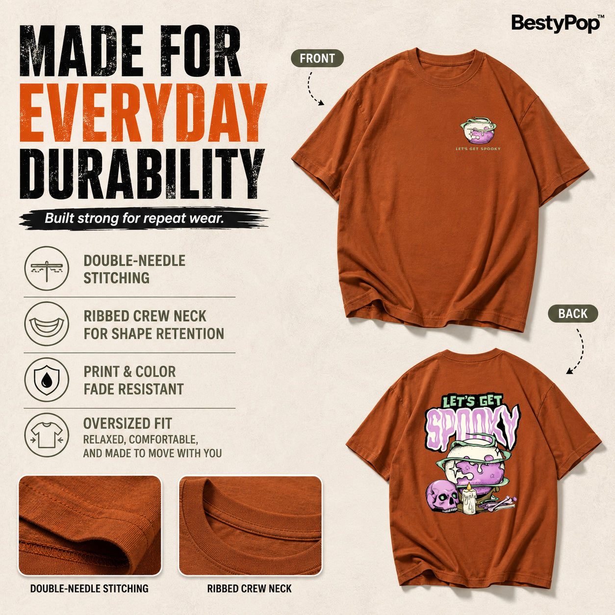 Women’s Oversized Graphic T-Shirt - Spooky (225 GSM heavyweight fabric)