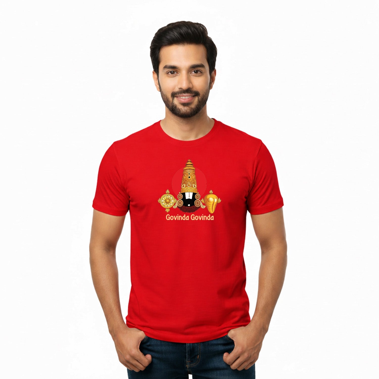 Men’s Graphic Print Round Neck T-Shirt-Tirupathi Balaji (170 GSM single jersey)