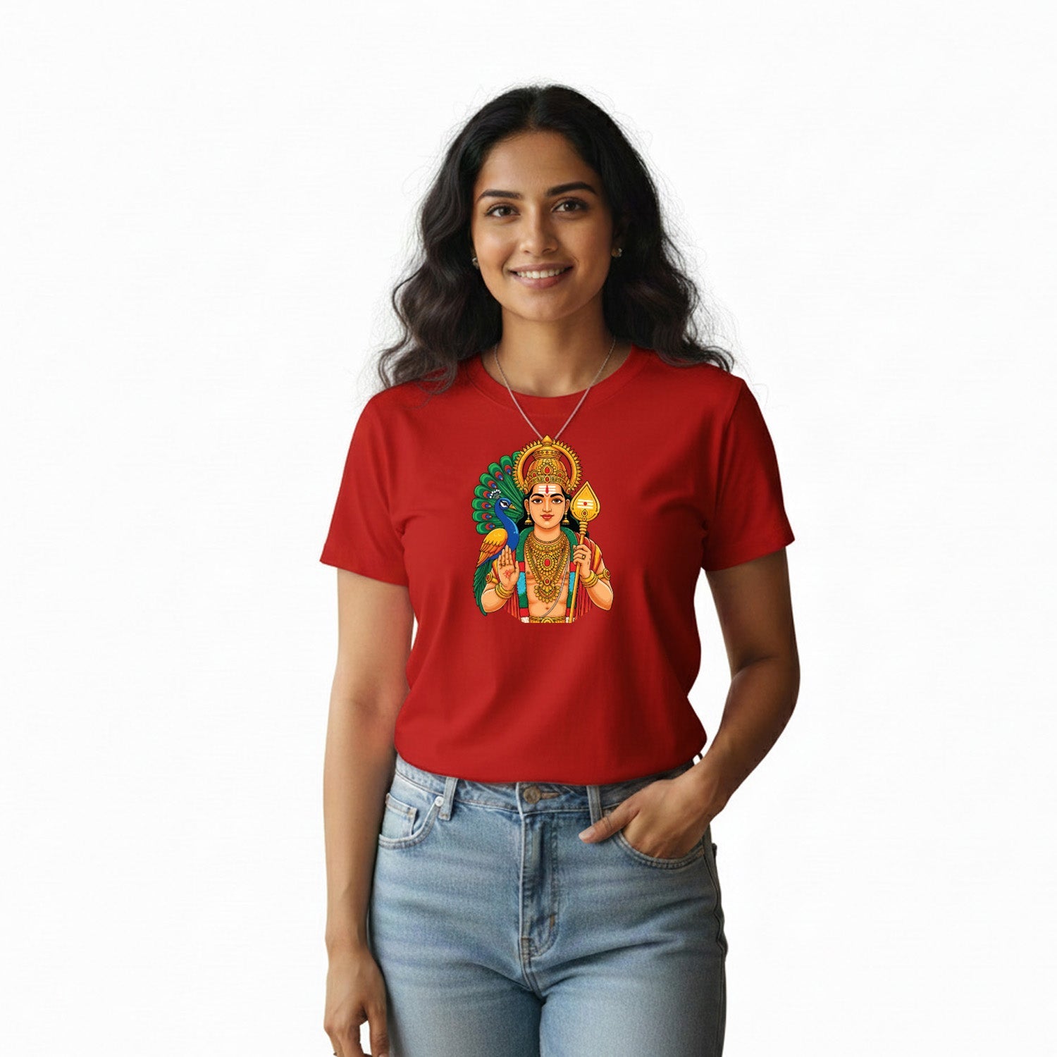Women’s Graphic Print Round Neck T-Shirt- Murugan (170 GSM single jersey)