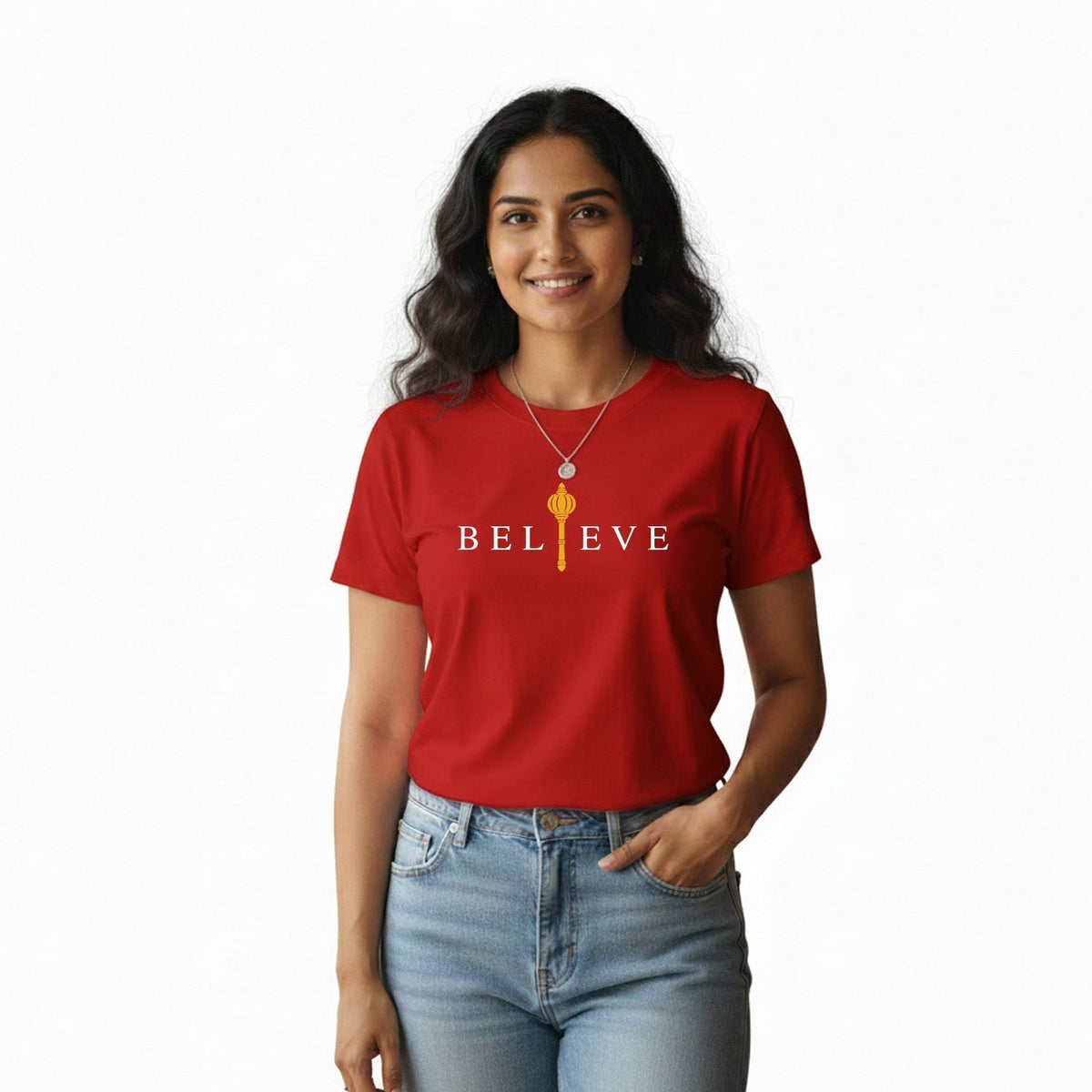 Women’s Graphic Print Round Neck T-Shirt- Hanuman(170 GSM single jersey)