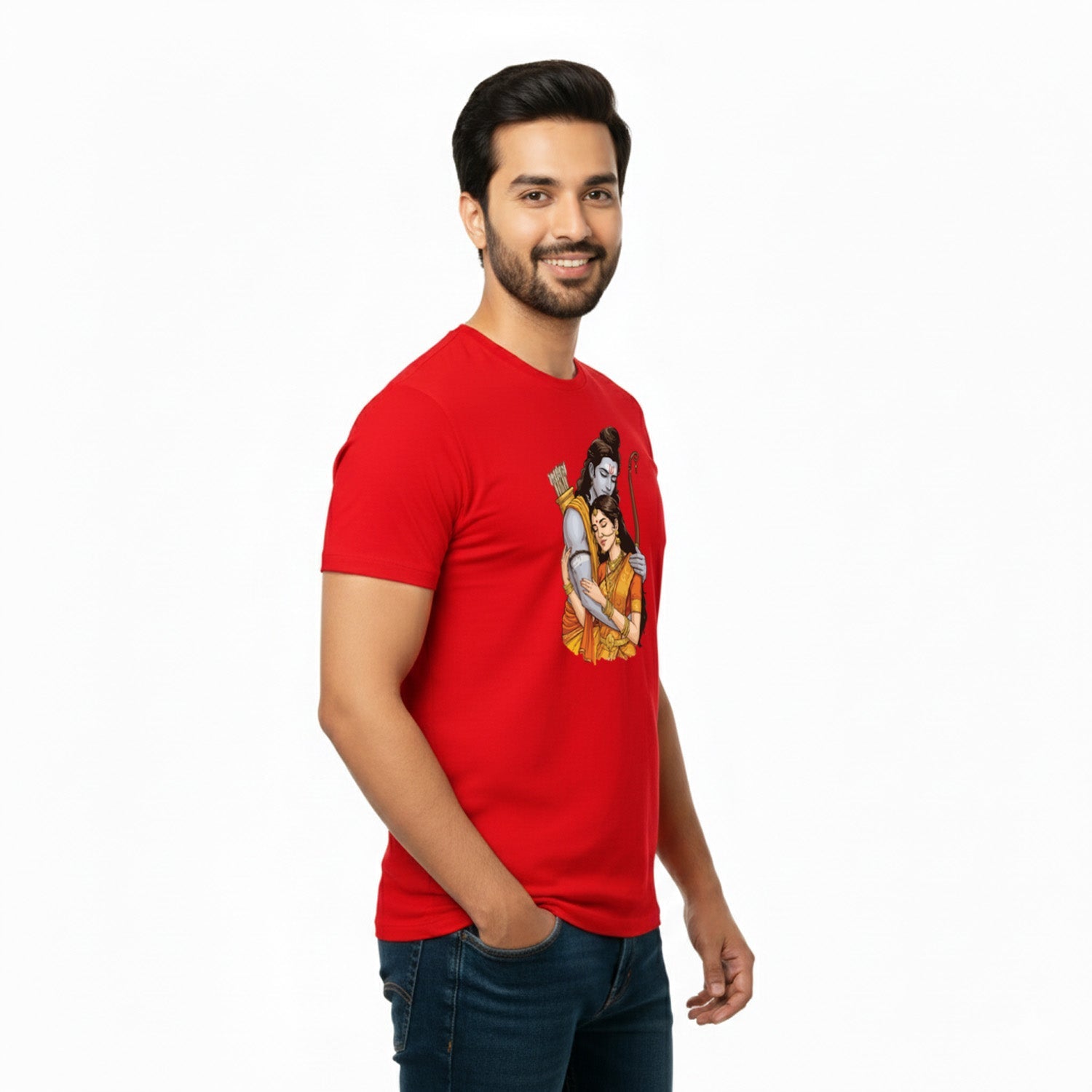 Men’s Graphic Print Round Neck T-Shirt- Jai Shree Ram (170 GSM single jersey)