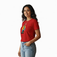 Women’s Graphic Print Round Neck T-Shirt- Buddha (170 GSM single jersey)