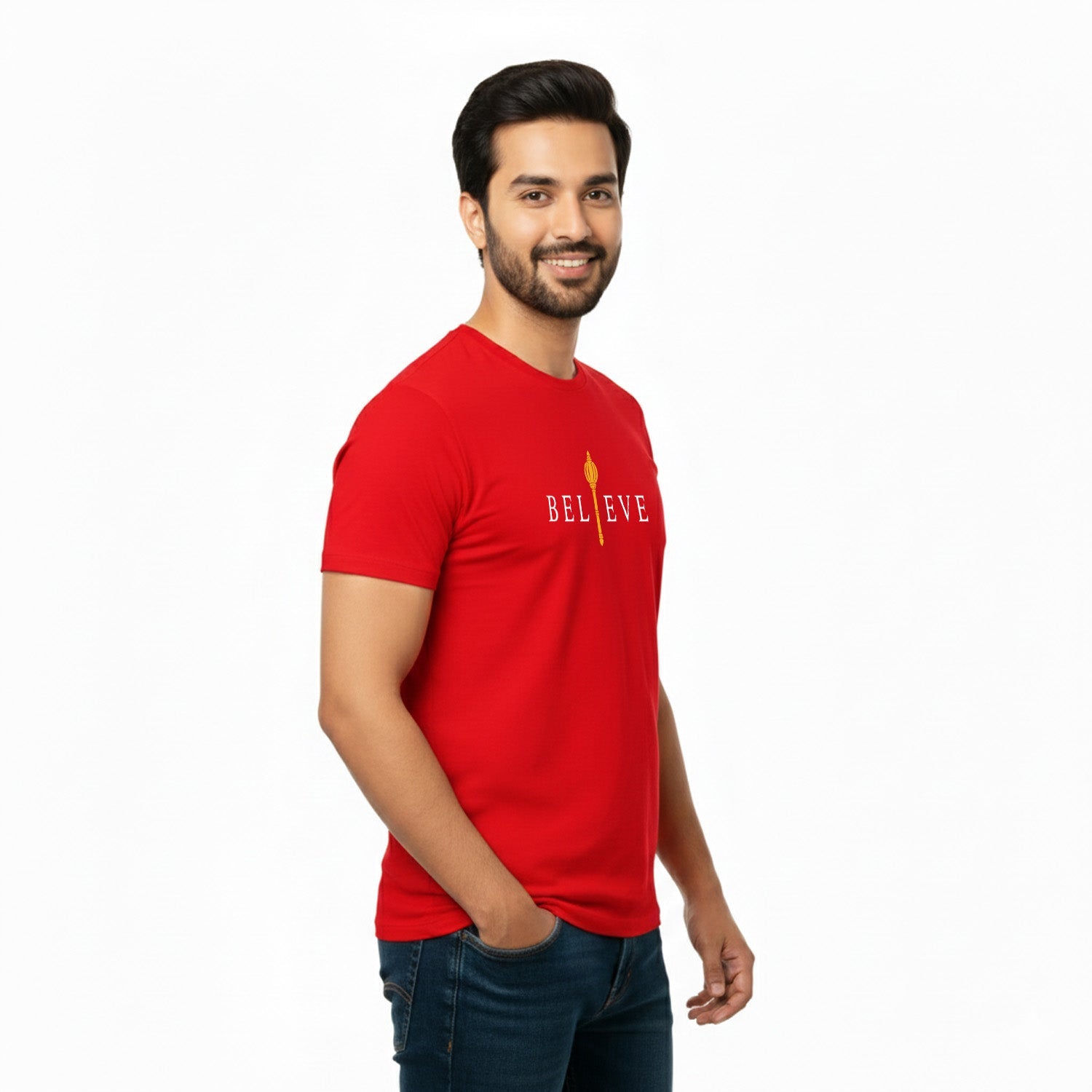 Men’s Graphic Print Round Neck T-Shirt- Hanuman (170 GSM single jersey)
