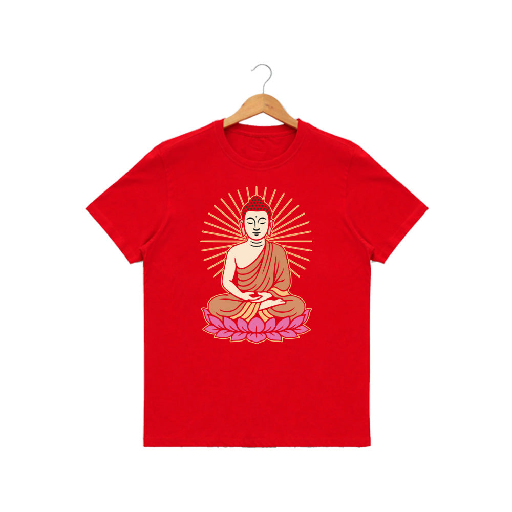 Men’s Graphic Print Round Neck T-Shirt- Buddha (170 GSM single jersey)