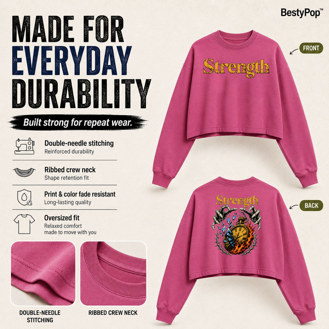 Women’s Crop top full Sleeve - 270 GSM
