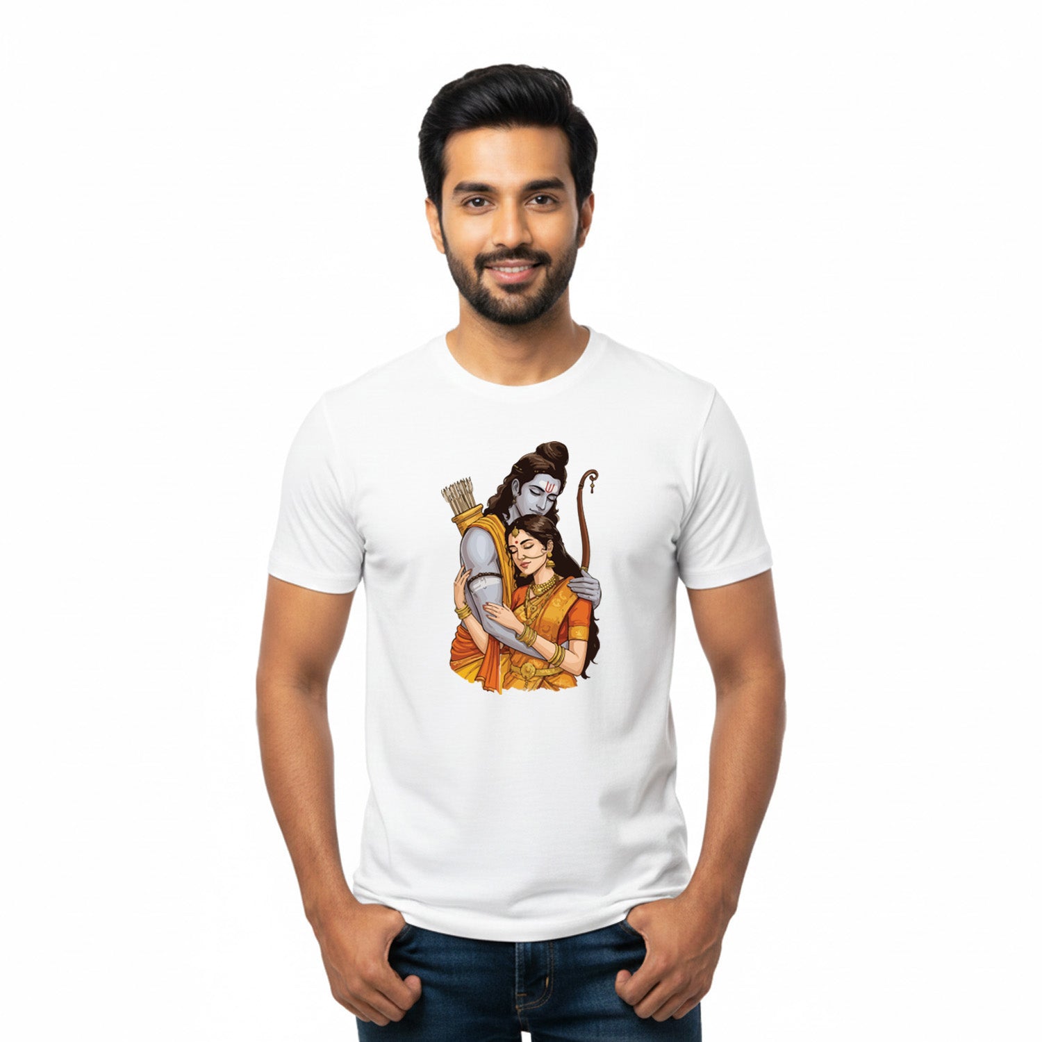 Men’s Graphic Print Round Neck T-Shirt- Jai Shree Ram (170 GSM single jersey)