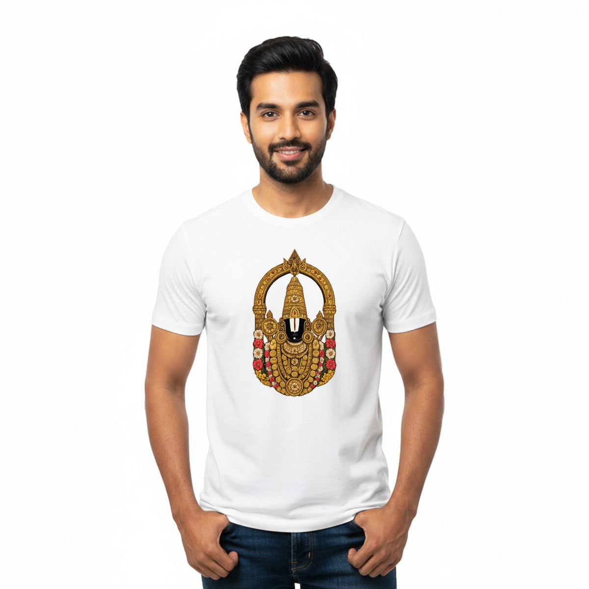 Men’s Graphic Print Round Neck T-Shirt-Tirupathi Balaji (170 GSM single jersey)