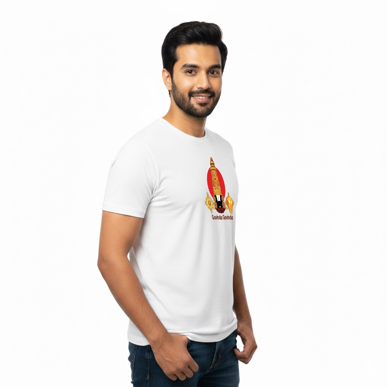 Men’s Graphic Print Round Neck T-Shirt-Tirupathi Balaji (170 GSM single jersey)