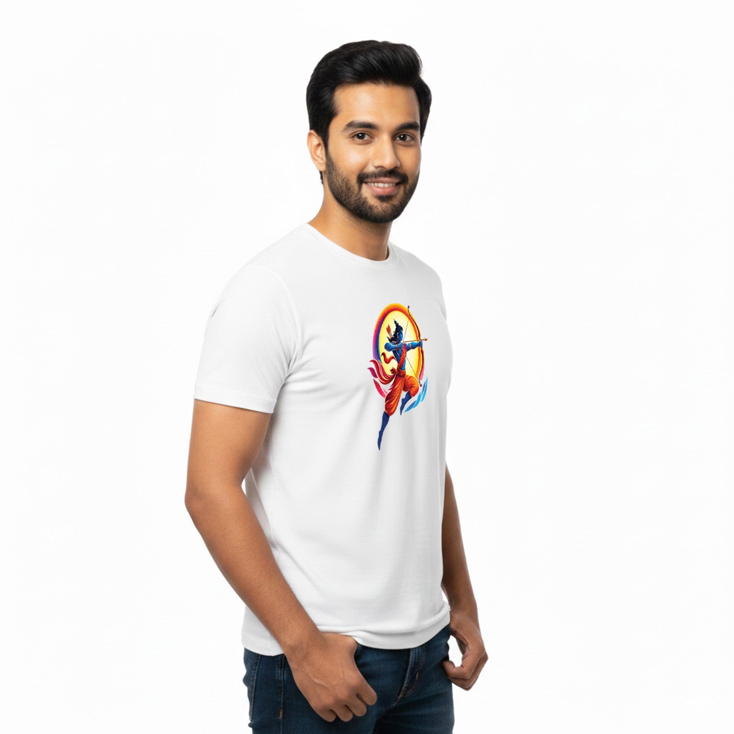 Men’s Graphic Print Round Neck T-Shirt- Jai Shree Ram (170 GSM single jersey)