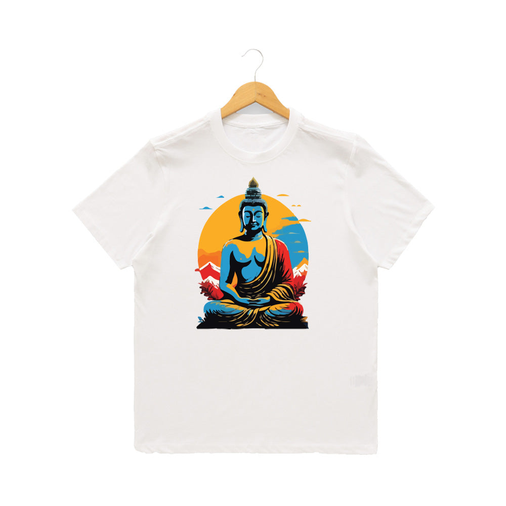 Men’s Graphic Print Round Neck T-Shirt- Buddha (170 GSM single jersey)