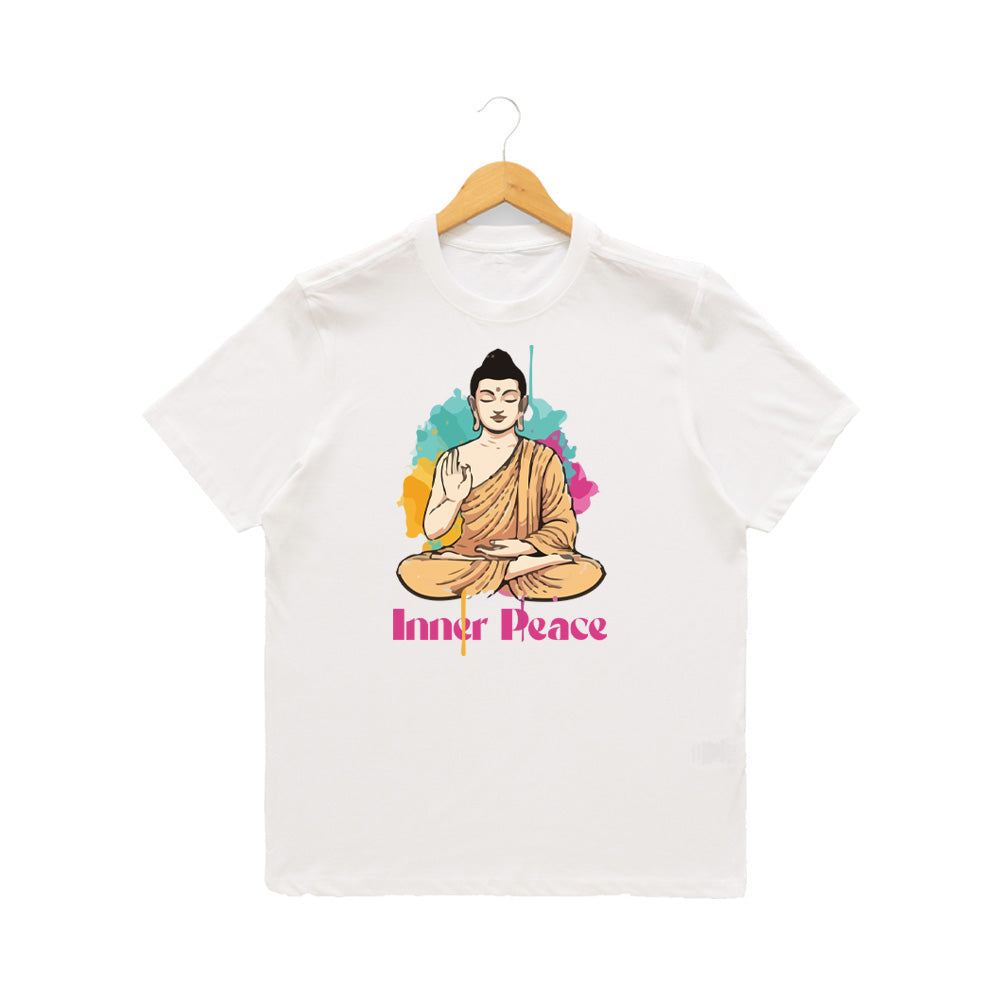Women’s Graphic Print Round Neck T-Shirt- Buddha (170 GSM single jersey)