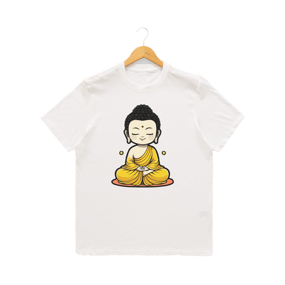 Women’s Graphic Print Round Neck T-Shirt- Buddha (170 GSM single jersey)