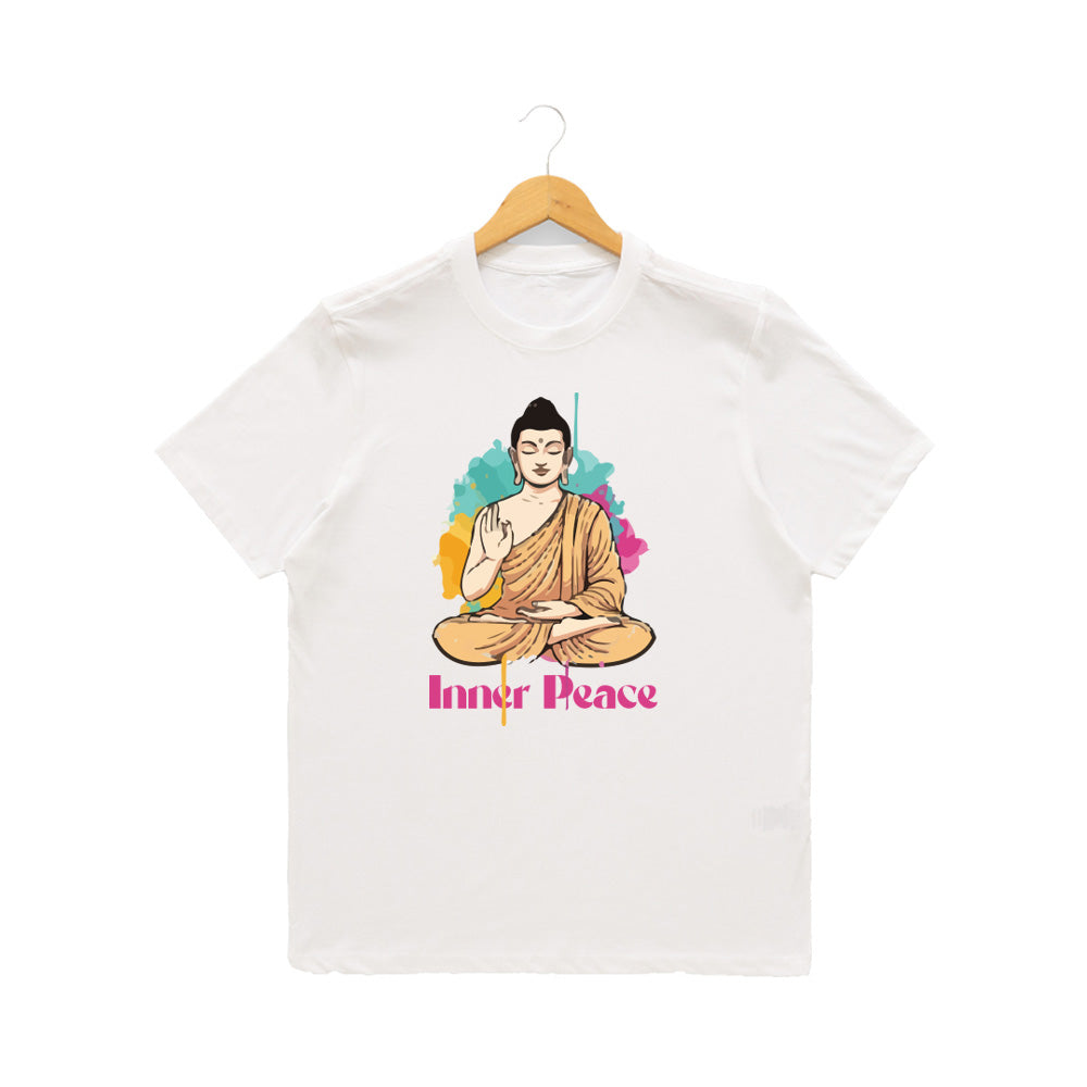 Men’s Graphic Print Round Neck T-Shirt- Buddha (170 GSM single jersey)