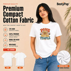 Dog Lover's Round Neck T-Shirts For Women - Happy Paws - (170 GSM) single jersey