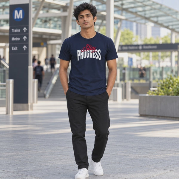 Men's Crew Neck t-shirt- Stay Process (170 GSM single jersey) - 3-second front print video