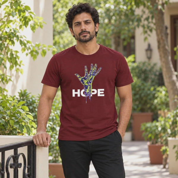 Men's Crew Neck t-shirt- Hope (170 GSM single jersey) - 3-second front print video