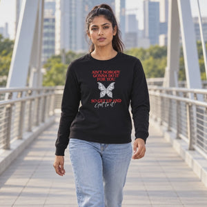 Women’s Graphic Print Round Neck Sweatshirt - 270 GSM - 3-second front print video