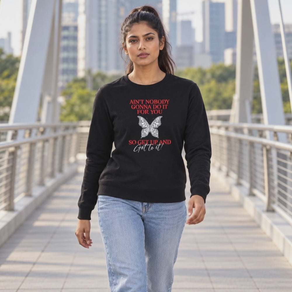Women’s Graphic Print Round Neck Sweatshirt - 270 GSM - 3-second front print video