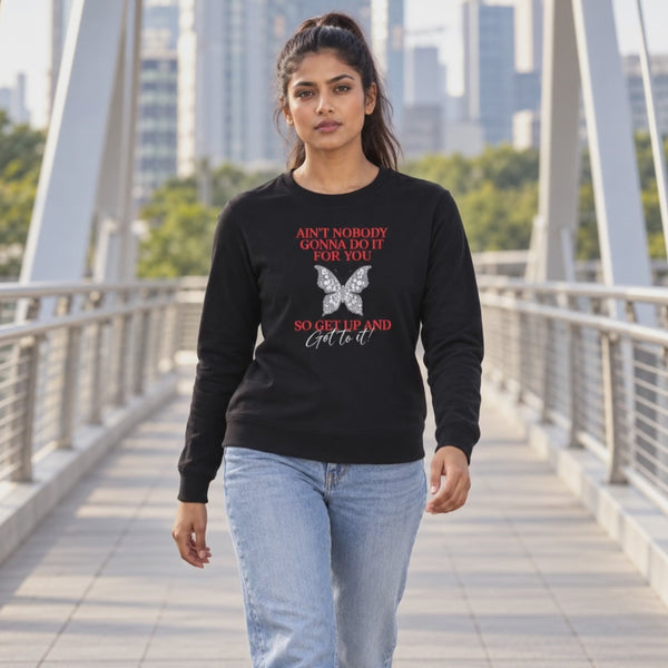 Women’s Graphic Print Round Neck Sweatshirt - 270 GSM - 3-second front print video