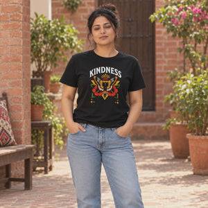 Women's Crew Neck t-shirt - Kindness (170 GSM single jersey) - 3-second front print video