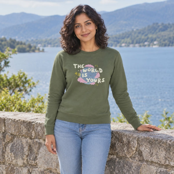Women’s Graphic Print Round Neck Sweatshirt - 270 GSM - 3-second front print video