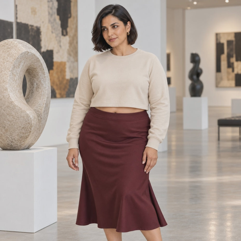 light-beige plain full-sleeve crop top - 6 second fit video