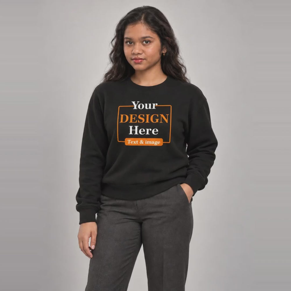 Women's sweatshirt customization — before and after print