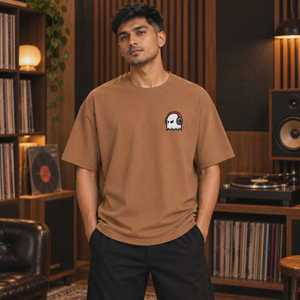 Listen Up oversized graphic tee — approved 6-second front and back model video