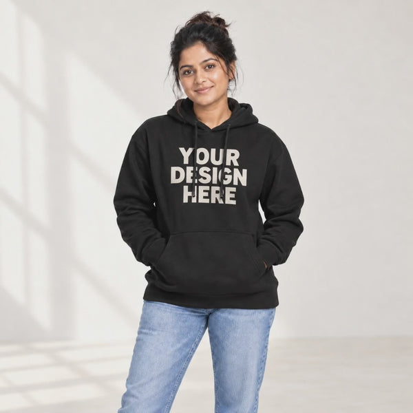 Custom women's black hoodie — Your Design Here to VINTAGE print
