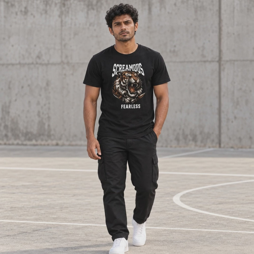 Men's Crew Neck t-shirt - Fearless (170 GSM single jersey) - 3-second front print video