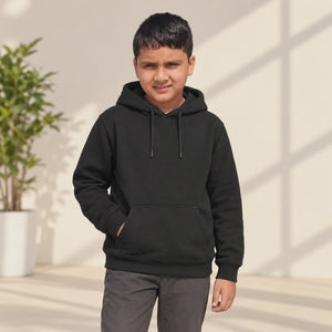 Boy in black customize hoodie — plain to COOL BOY print