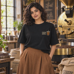 Coffee Club oversized graphic tee — approved 6-second front and back model video