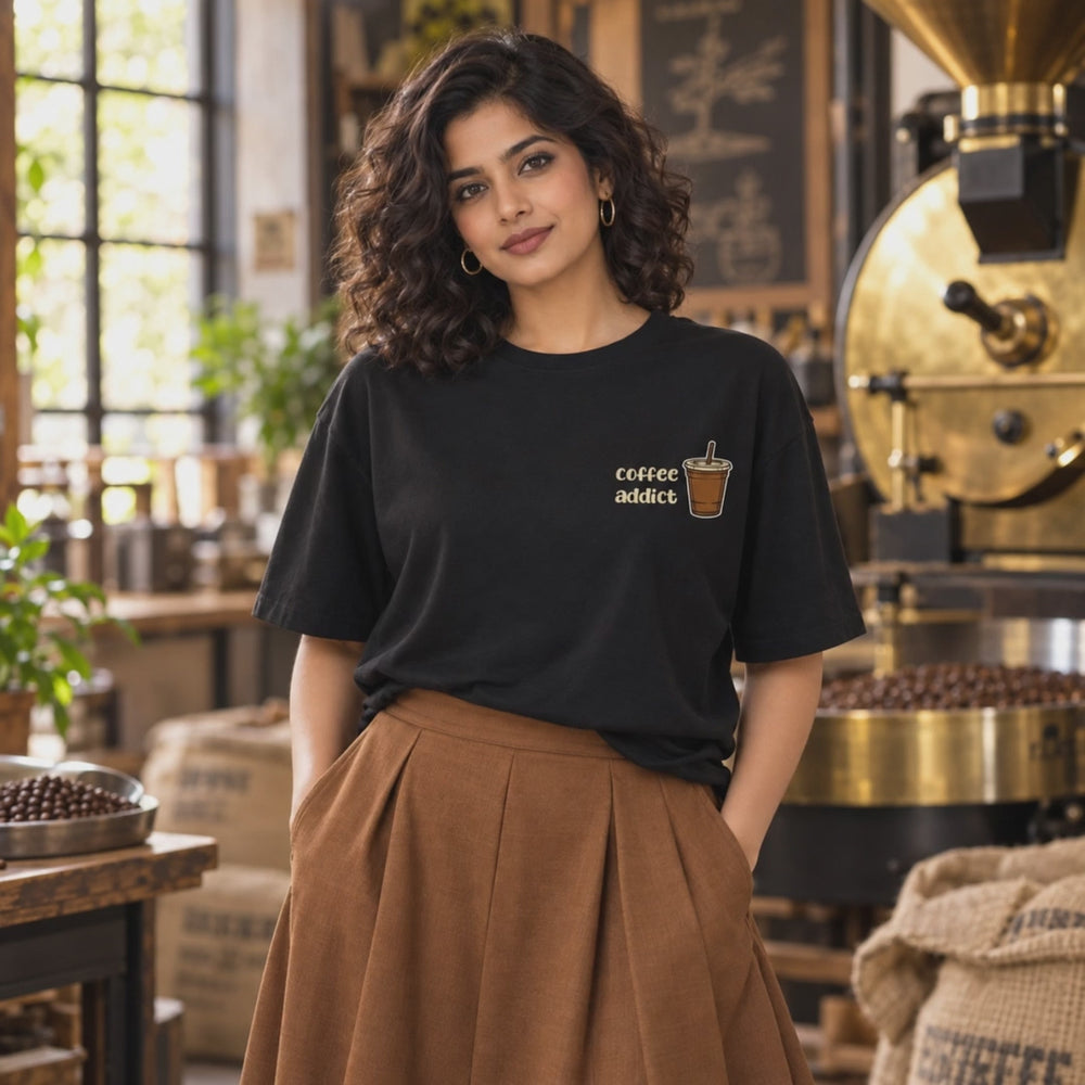 Coffee Club oversized graphic tee — approved 6-second front and back model video